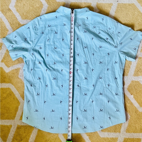 Goodfellow & Co XXL Short Sleeve Shirt Blue Tropical Birds NEW NWT SLIM - Picture 8 of 8